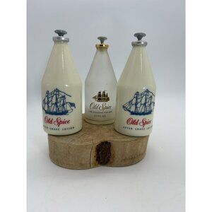 Lot of 3 Old Spice Bottle, 2 Shulton Milk Glass bottles (1 partial) 1 Lime after